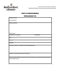 Document preview: Crafts of Character Branding Retailer Application Form - Newfoundland and Labrador, Canada