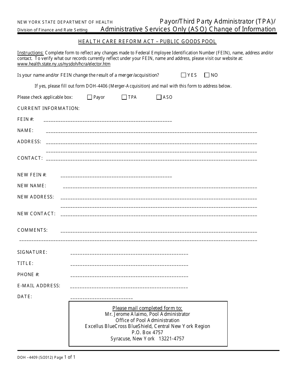 form-doh-4409-download-printable-pdf-or-fill-online-payor-tpa-aso