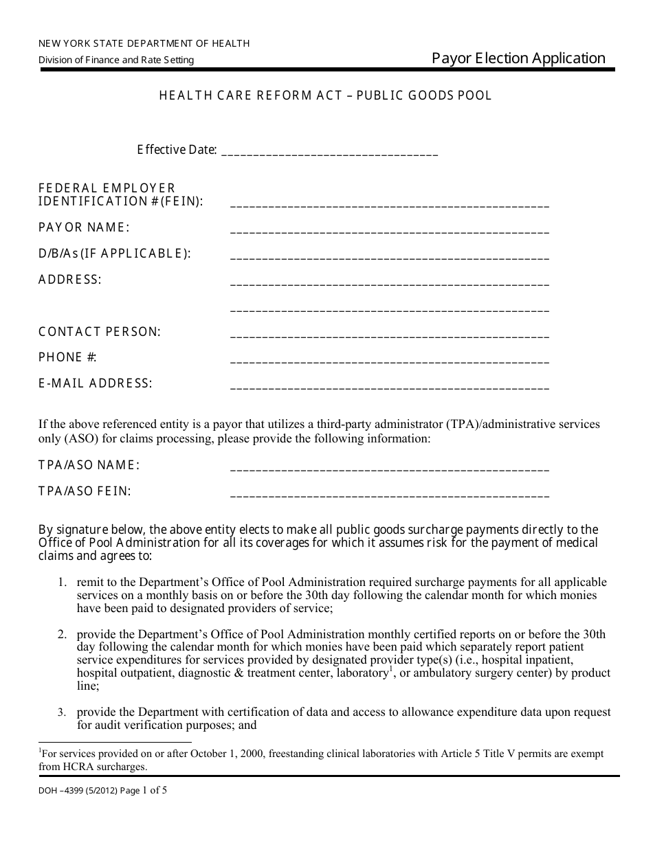 Form DOH-4399 Payor Election Application - New York, Page 3