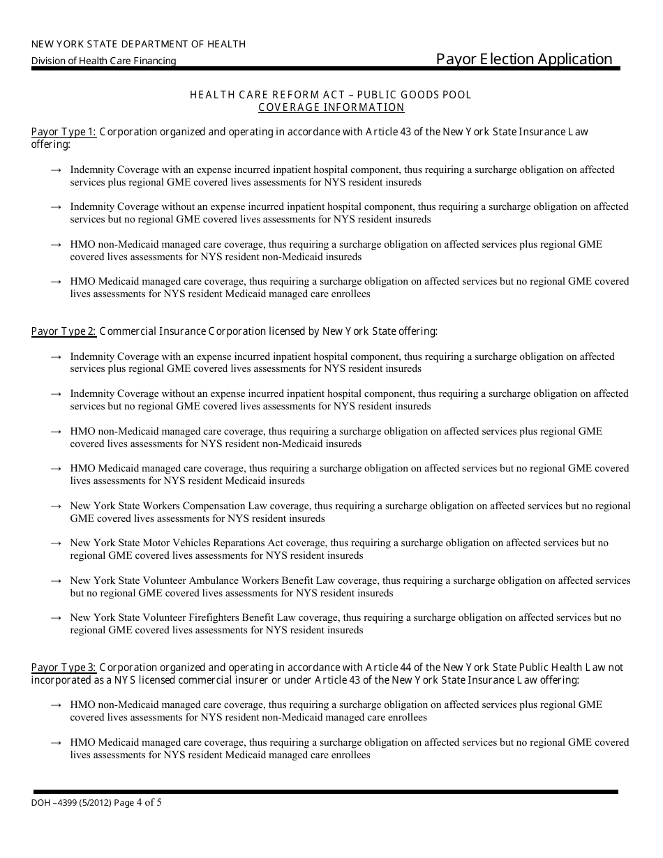 Form DOH-4399 Payor Election Application - New York, Page 6