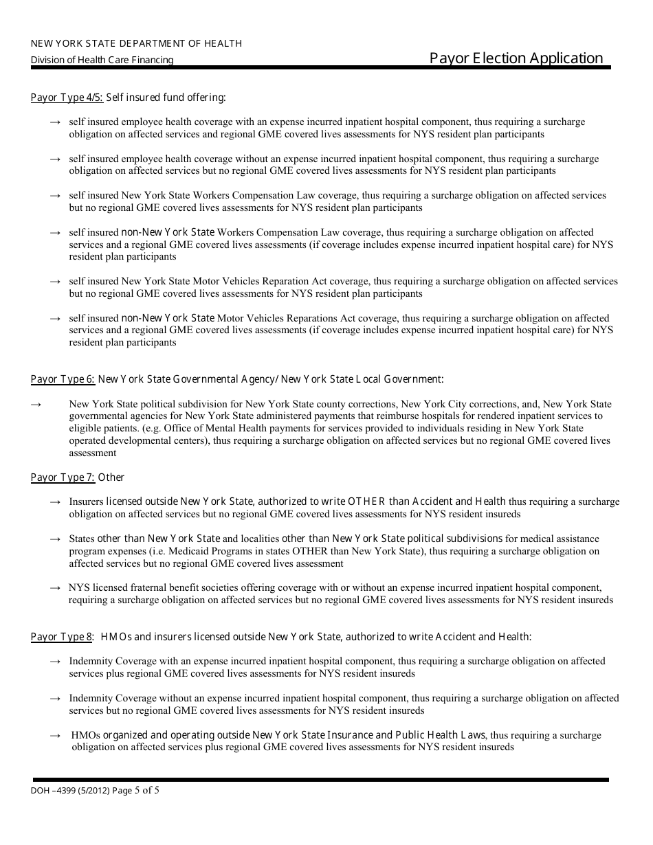 Form DOH-4399 Payor Election Application - New York, Page 7