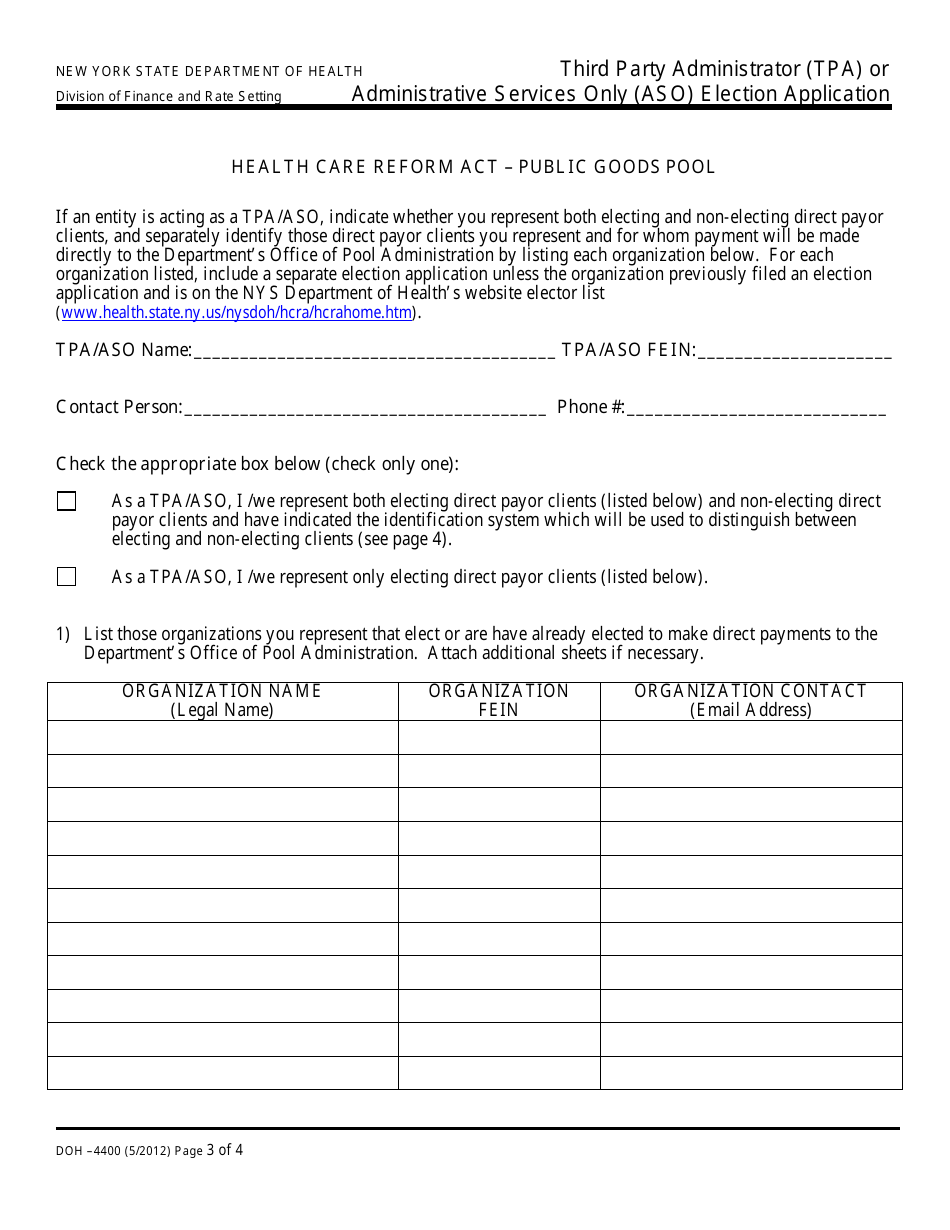 Form DOH-4400 Tpa / Aso Election Application - New York, Page 5