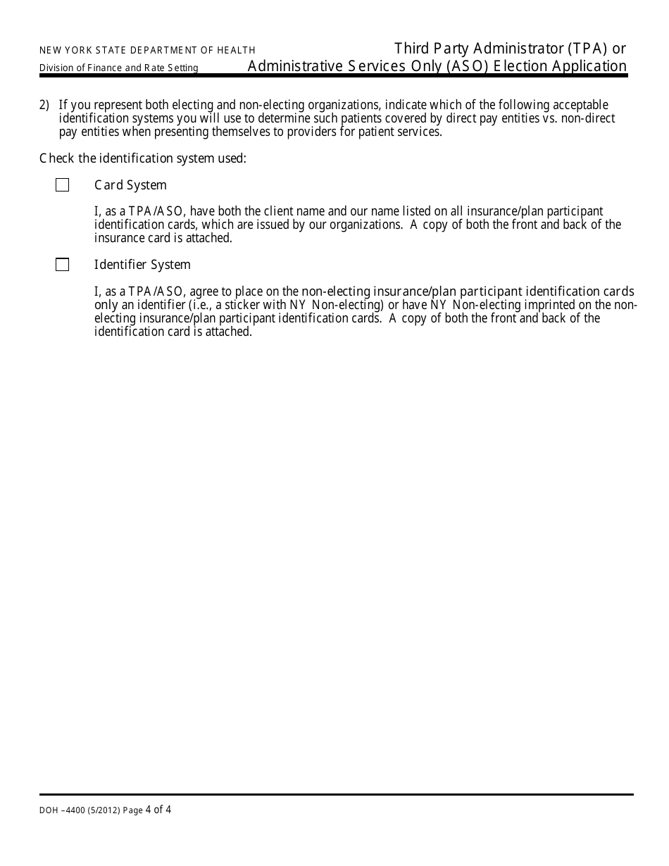 Form DOH-4400 Tpa / Aso Election Application - New York, Page 6