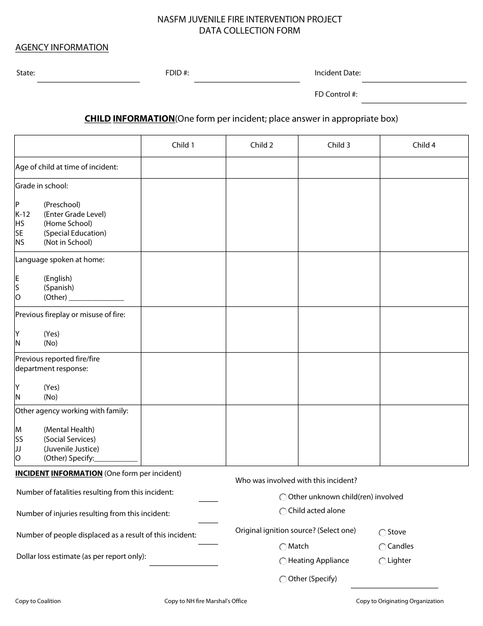 Nasfm Juvenile Data Collection Form - New Hampshire, Page 1