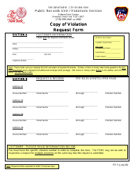 Form PR5 &quot;Copy of Violation Request Form&quot; - New York City
