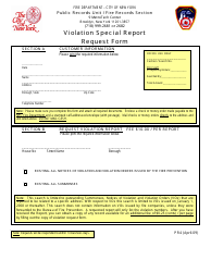 Form PR4 &quot;Violation Special Report Request Form&quot; - New York City