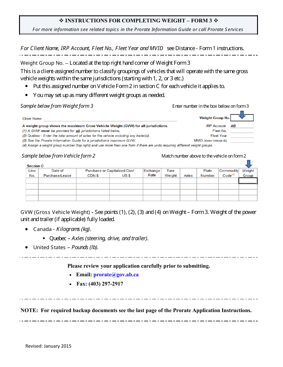 Form 3 Weight - Alberta, Canada, Page 2