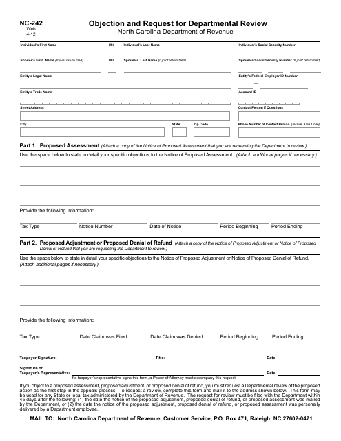 Form NC-242  Printable Pdf