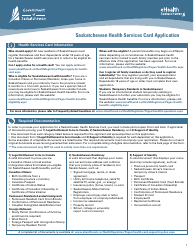 Document preview: Saskatchewan Health Services Card Application - Saskatchewan, Canada