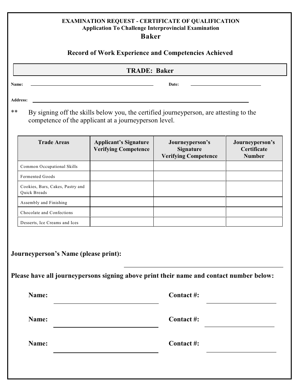 Application to Challenge the Baker Interprovincial Exam - Prince Edward Island, Canada, Page 3