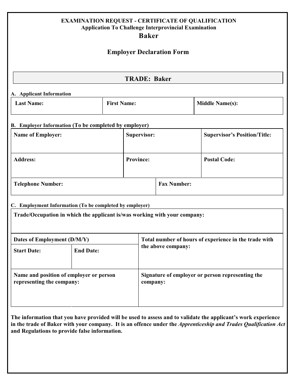 Application to Challenge the Baker Interprovincial Exam - Prince Edward Island, Canada, Page 5