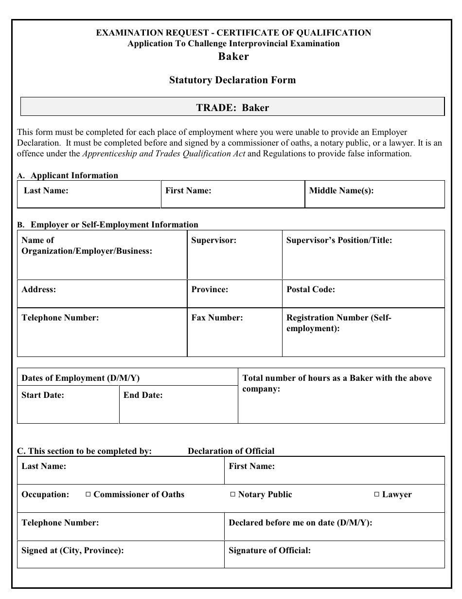 Application to Challenge the Baker Interprovincial Exam - Prince Edward Island, Canada, Page 7