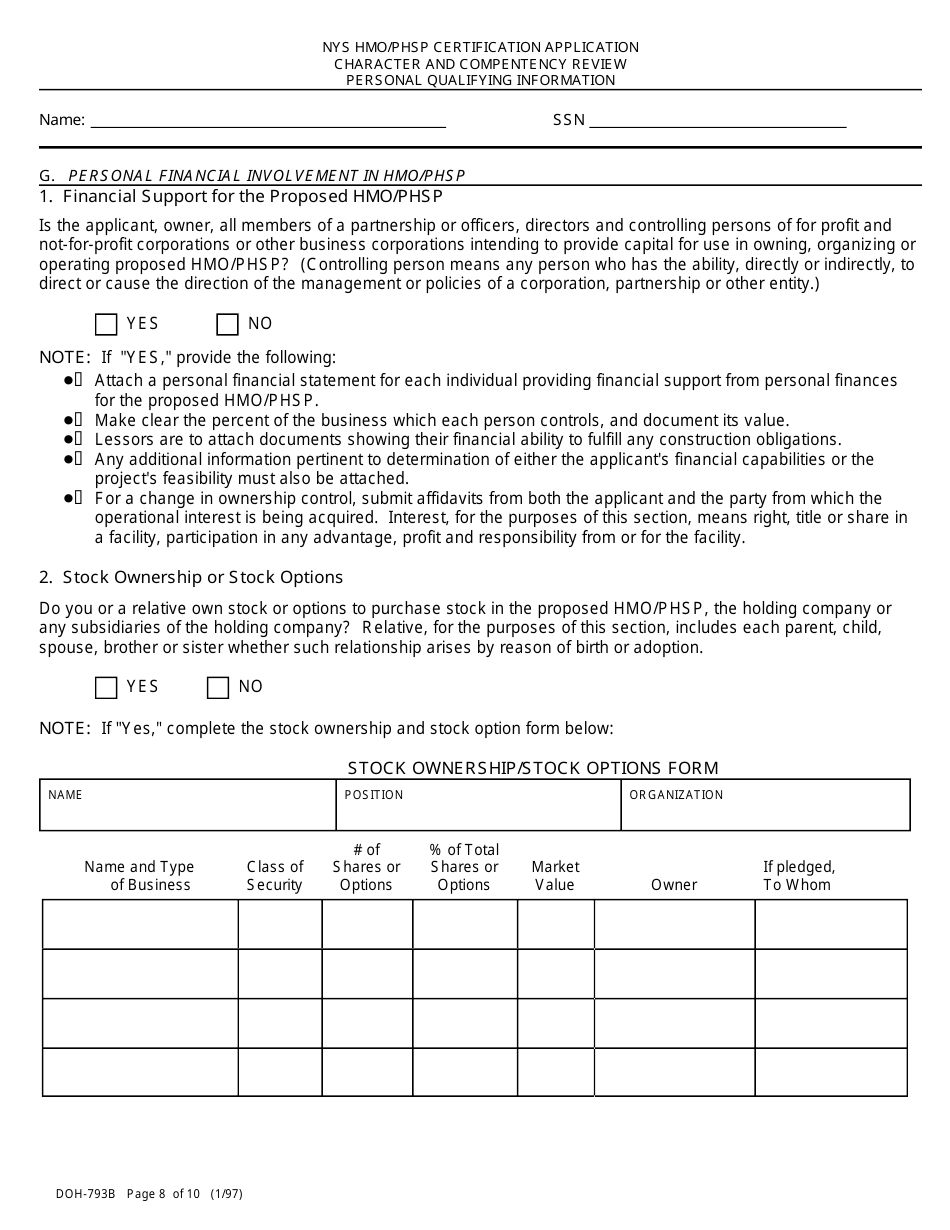 Form DOH-793B - Fill Out, Sign Online and Download Printable PDF, New ...