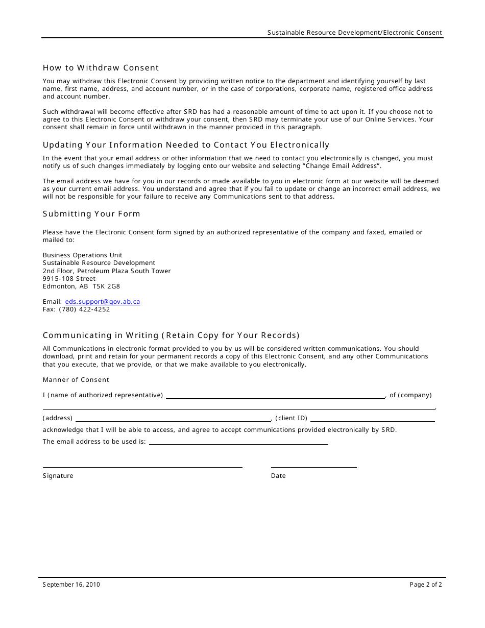 Online Services Electronic Consent - Alberta, Canada, Page 2