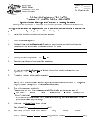 Application to Manage and Conduct a Lottery Scheme - Prince Edward Island, Canada