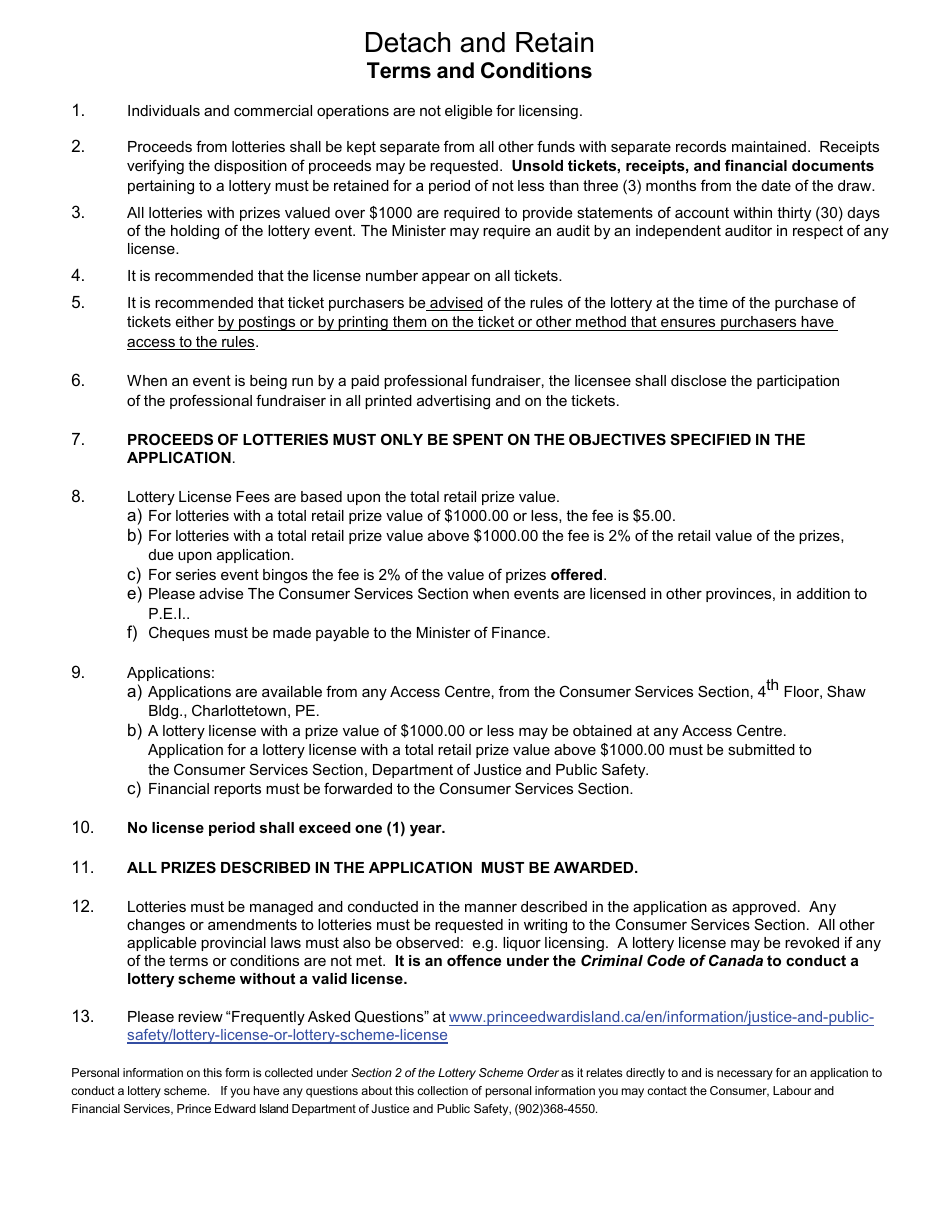 Application to Manage and Conduct a Lottery Scheme - Prince Edward Island, Canada, Page 3