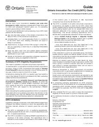 Form 0329F Ontario Innovation Tax Credit (Oitc) Claim - Ontario, Canada