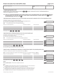 Form 0329F Ontario Innovation Tax Credit (Oitc) Claim - Ontario, Canada, Page 3