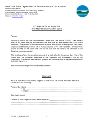 Form DS-IM-1 A Template for an Inspection and Maintenance Plan for Dams - New York