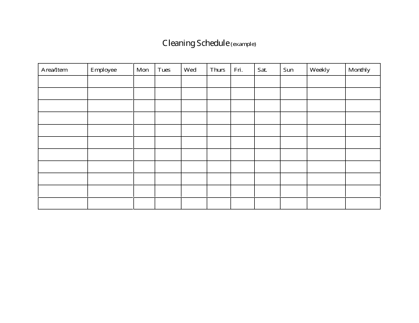 Employee Cleaning Schedule Template Download Pdf