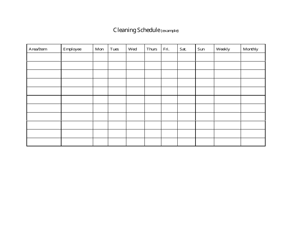 Employee Cleaning Schedule Template, Page 1