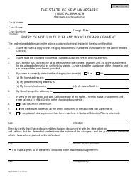 Document preview: Form NHJB-2309-S Entry of Not Guilty Plea and Waiver of Arraignment - New Hampshire