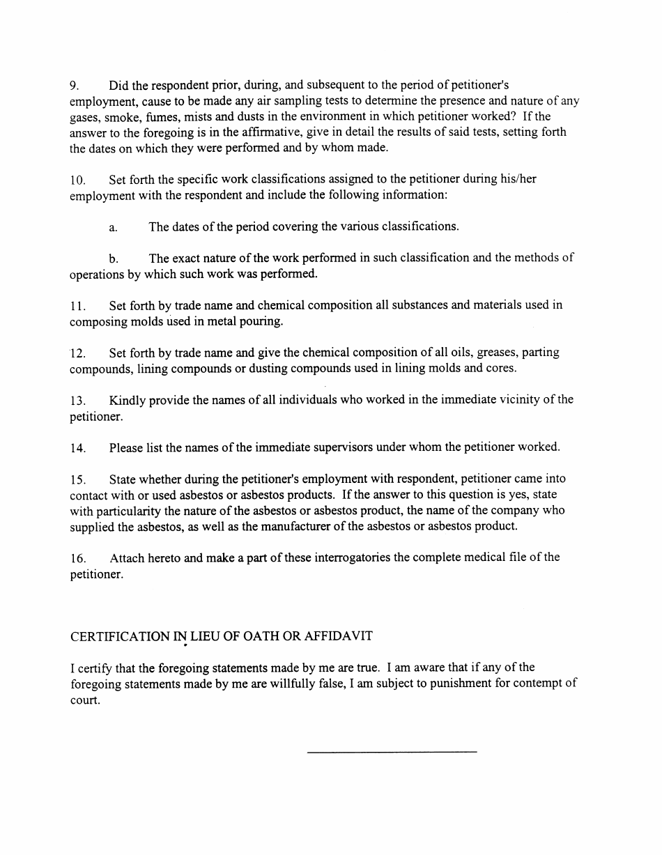 Form WC-22 Standard Petitioners Occupational Interrogatory Form - New Jersey, Page 3