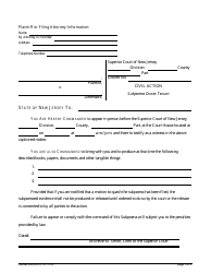 Form 11010 Subpoena Duces Tecum - New Jersey