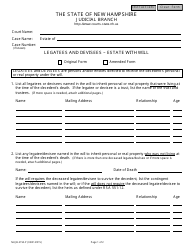 Form NHJB-2150-P Legatees and Devisees - Estate With Will - New Hampshire