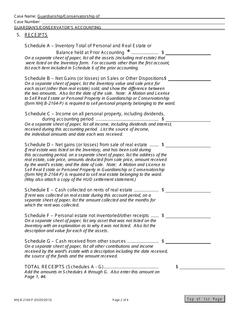 Form NHJB-2160-P Guardians / Conservators Accounting - New Hampshire, Page 2