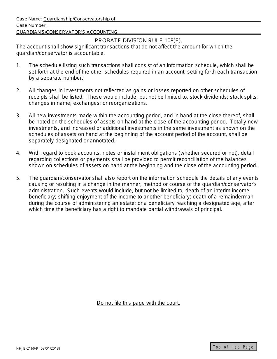Form NHJB-2160-P Guardians / Conservators Accounting - New Hampshire, Page 5