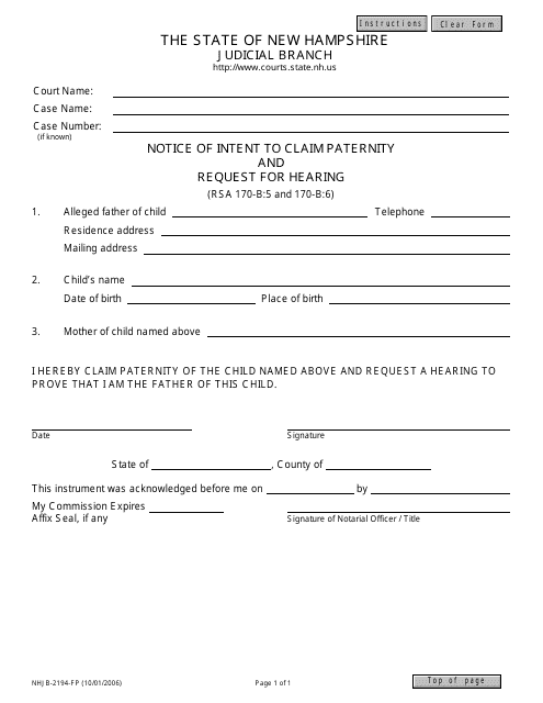 Form NHJB-2194-FP  Printable Pdf