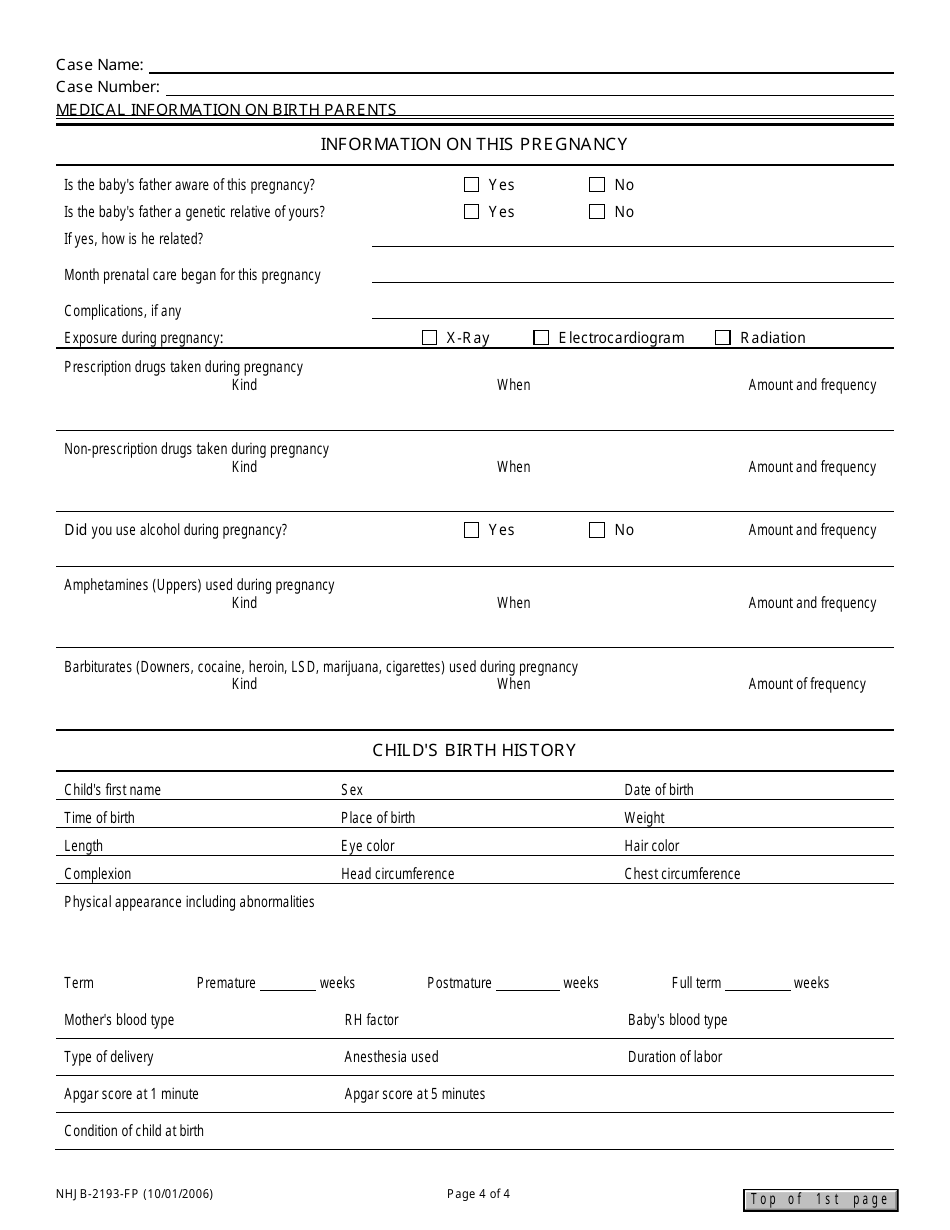 Form NHJB-2193-FP Medical Information on Birth Parents - New Hampshire, Page 4