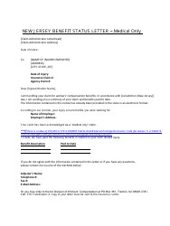 Document preview: New Jersey Benefit Status Letter ' Medical Only - New Jersey