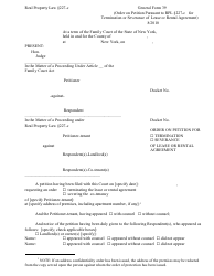 General Form 39 Order on Petition Pursuant to Rpl 227-c for Termination or Severance of Lease or Rental Agreement - New York