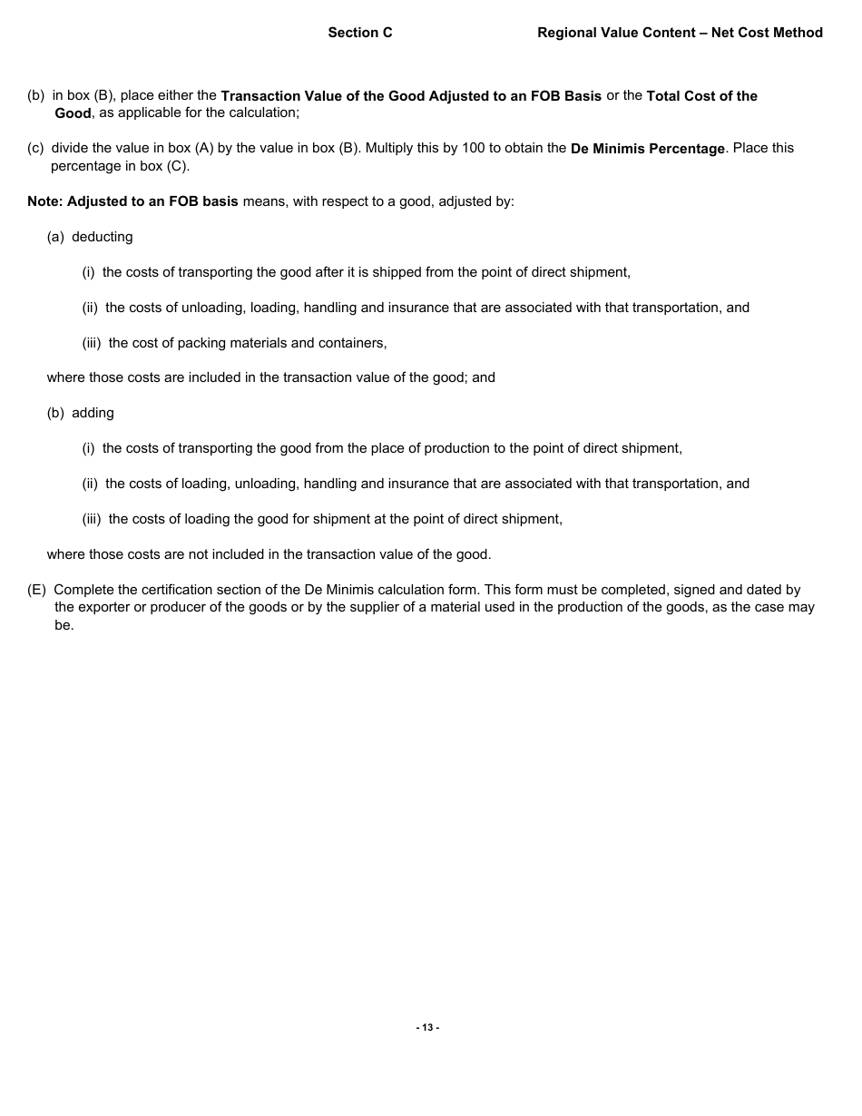 Form B228 North American Free Trade Agreement (Nafta) Origin Verification Questionnaire Regional Value Content - Net Cost Method - Canada, Page 14