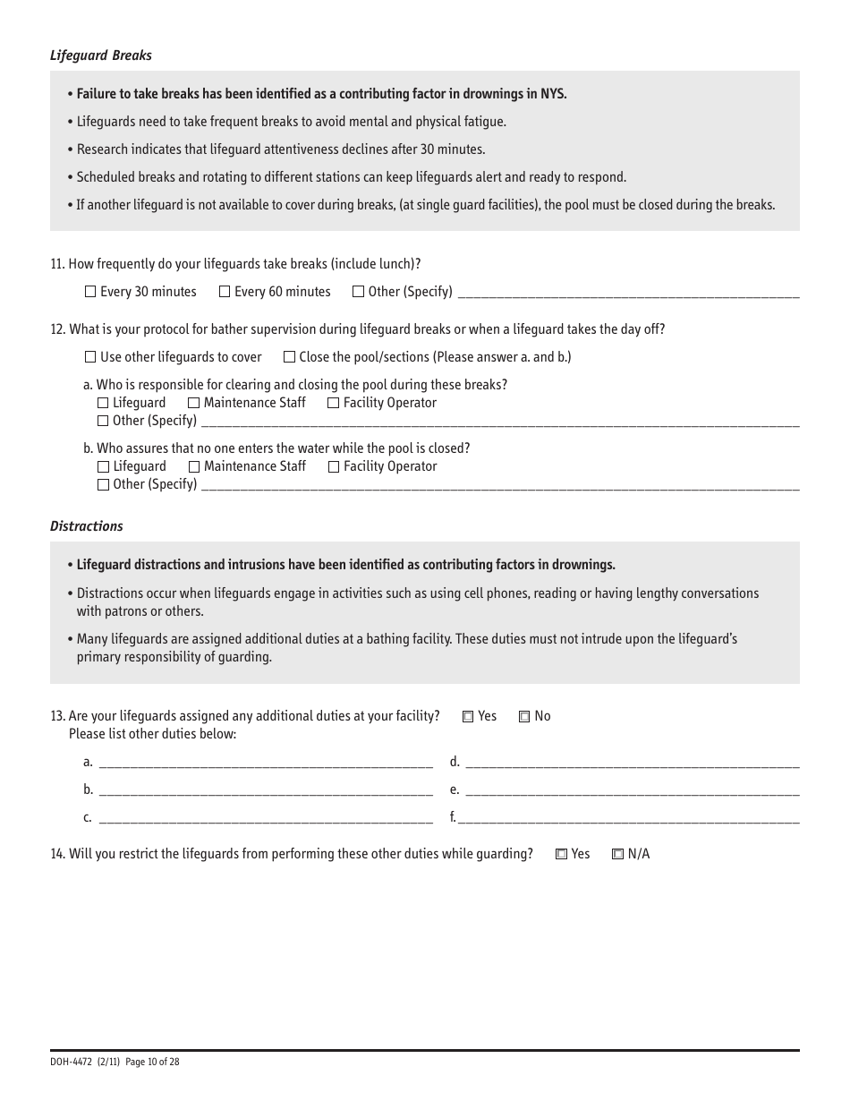 Form DOH-4472 Swimming Pool Safety Plan - New York, Page 10