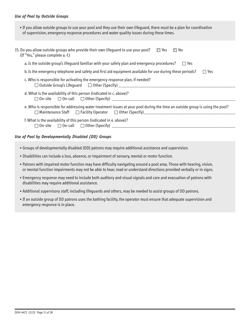 Form DOH-4472 Swimming Pool Safety Plan - New York, Page 11