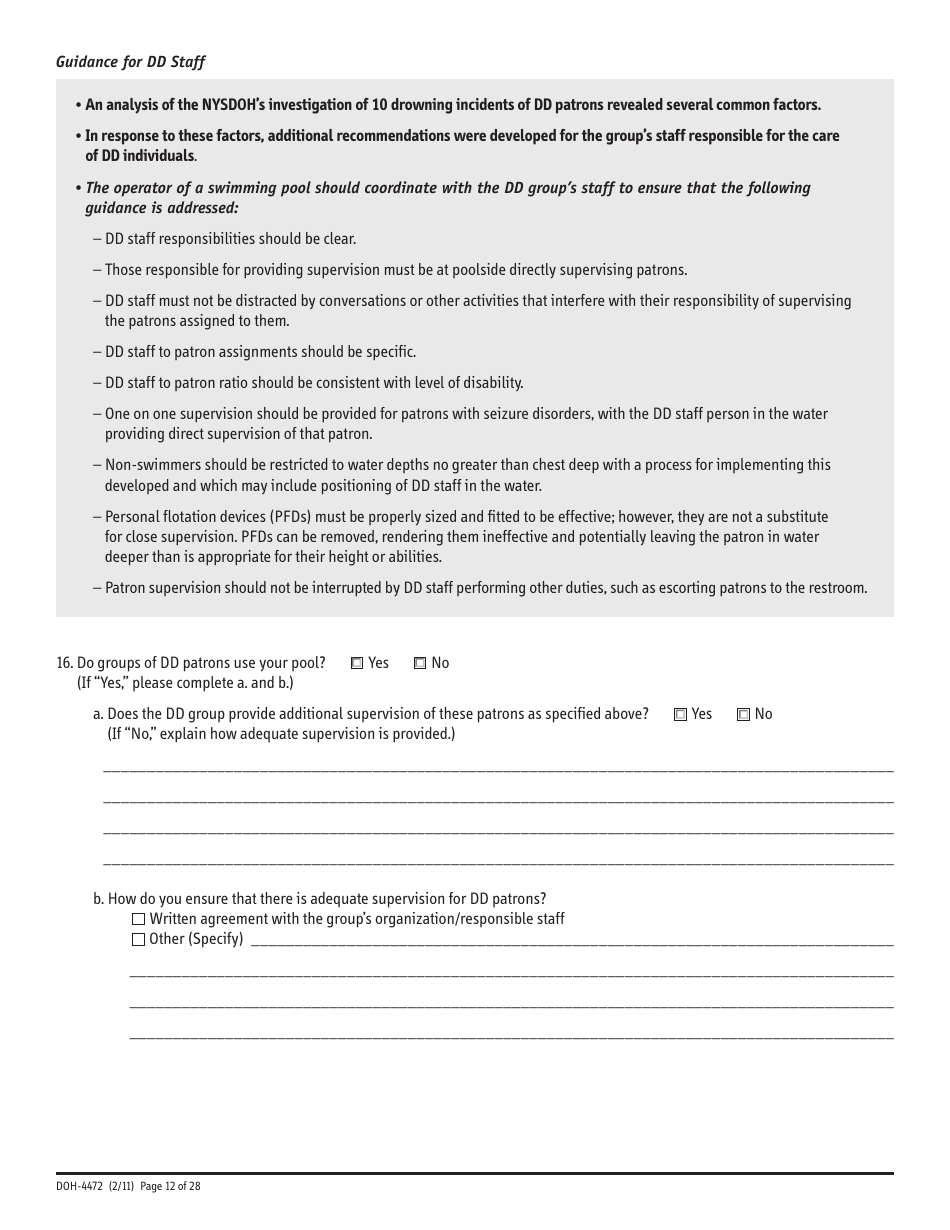 Form DOH-4472 Swimming Pool Safety Plan - New York, Page 12