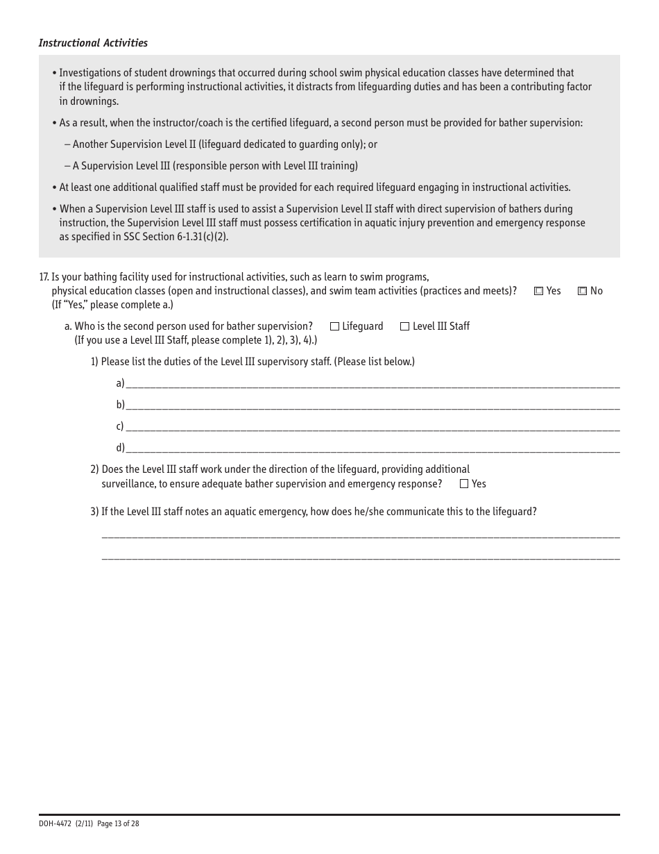 Form DOH-4472 Swimming Pool Safety Plan - New York, Page 13