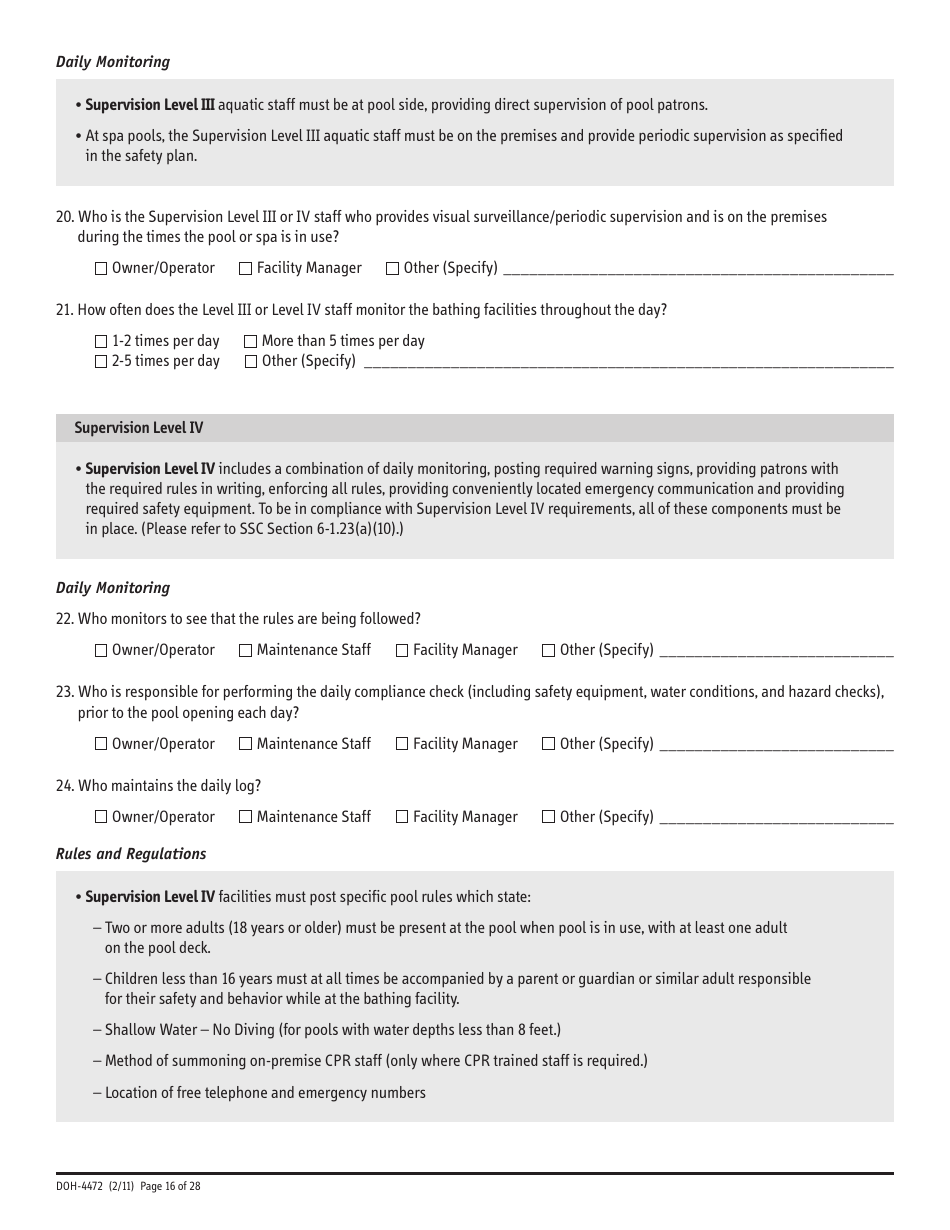 Form DOH-4472 Swimming Pool Safety Plan - New York, Page 16