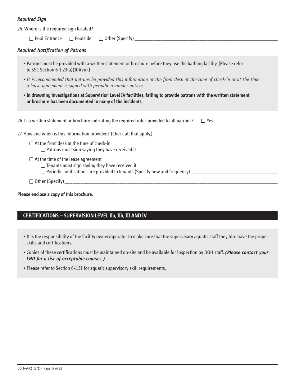 Form DOH-4472 Swimming Pool Safety Plan - New York, Page 17