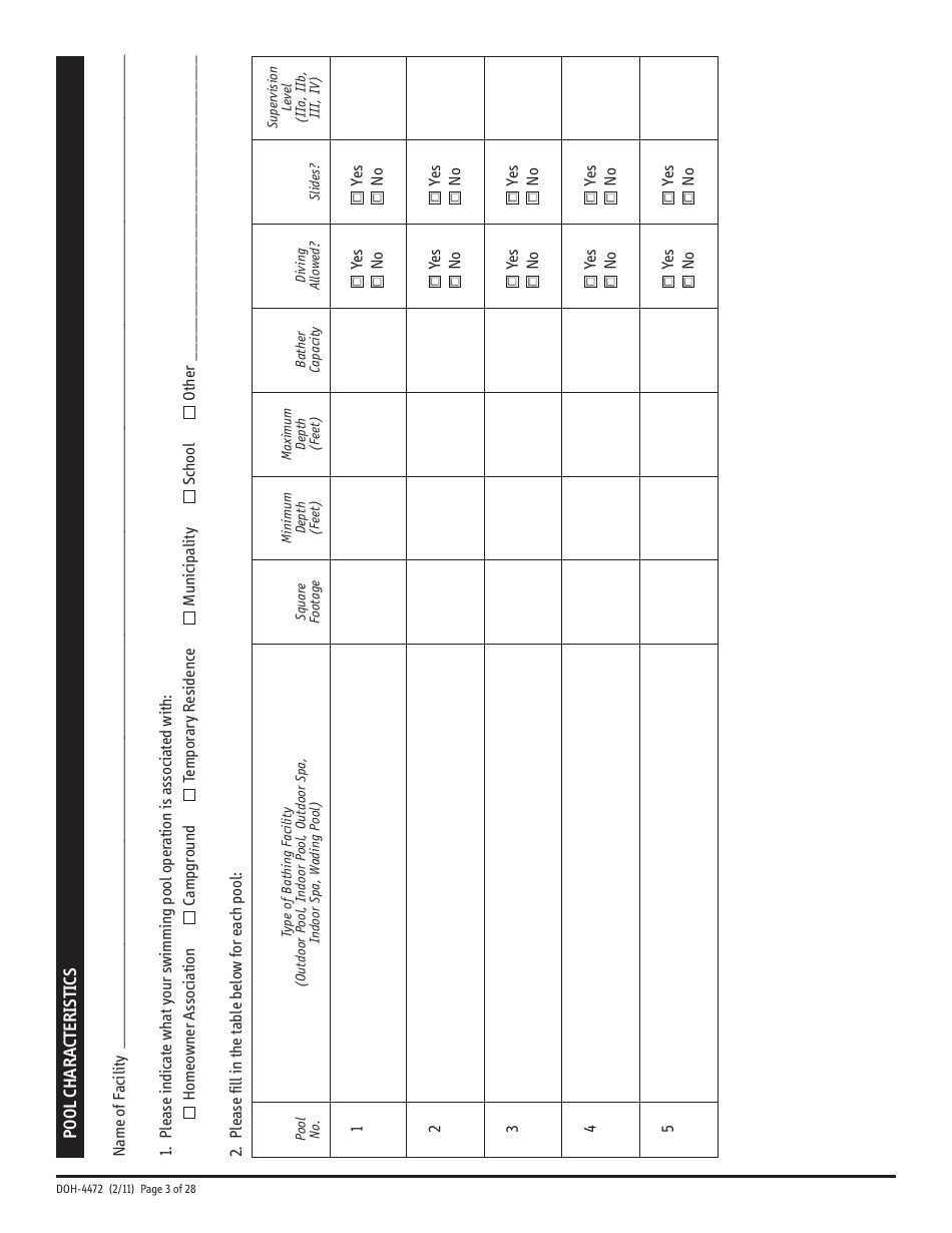Form DOH-4472 Swimming Pool Safety Plan - New York, Page 3