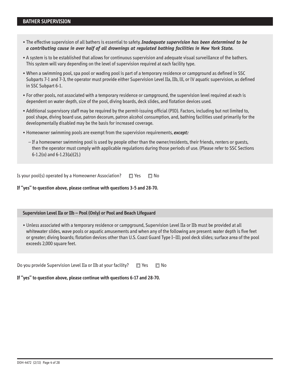 Form DOH-4472 Swimming Pool Safety Plan - New York, Page 4