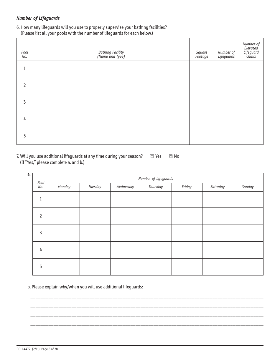 Form DOH-4472 Swimming Pool Safety Plan - New York, Page 8