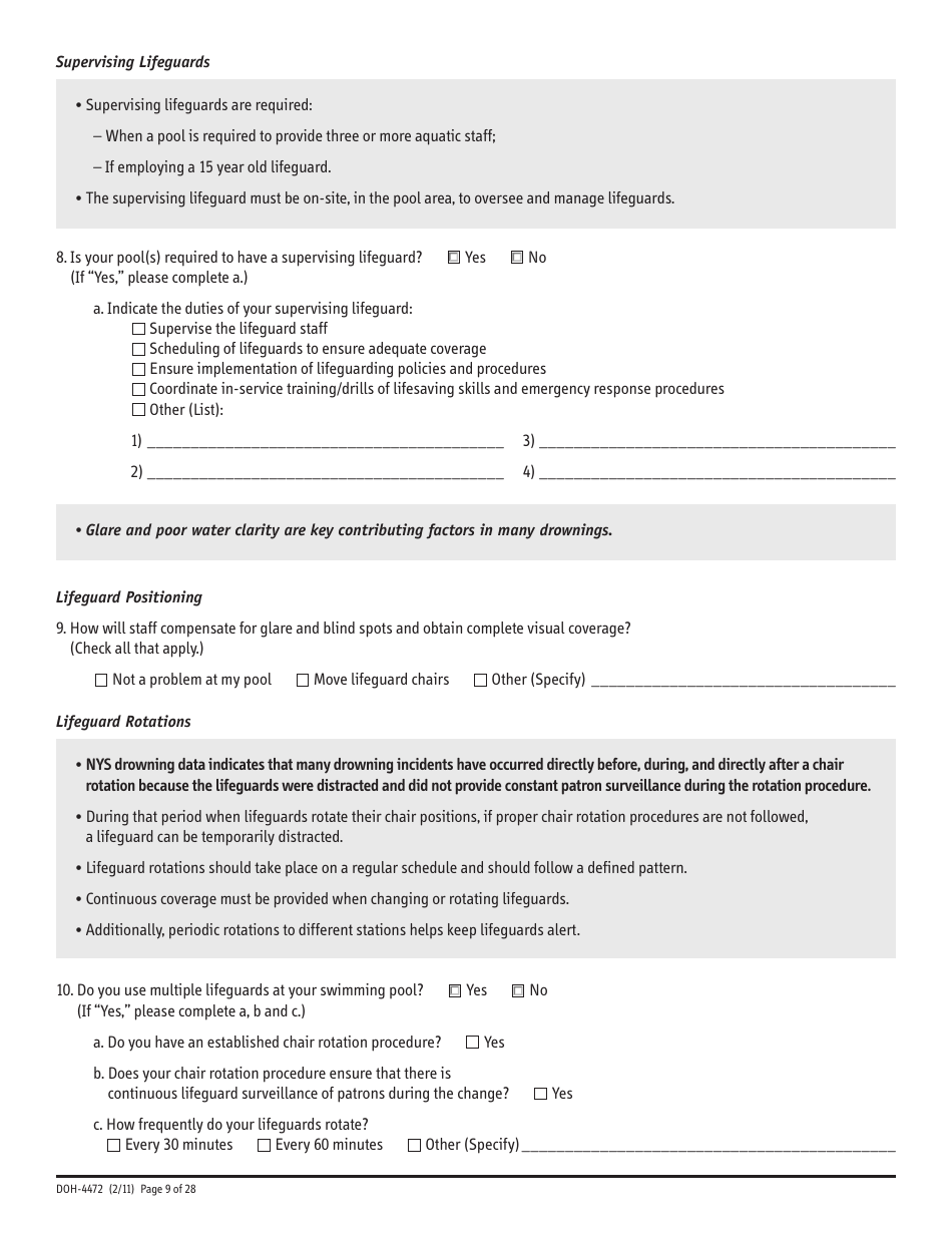 Form DOH-4472 Swimming Pool Safety Plan - New York, Page 9