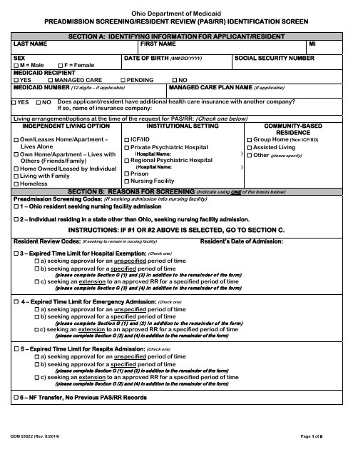 Form ODM03622  Printable Pdf