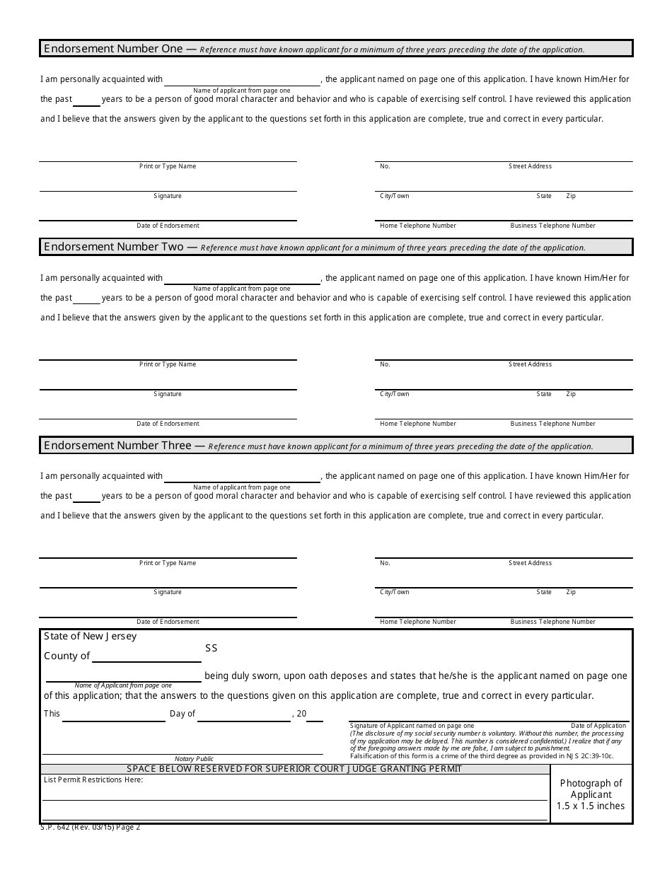 Form S.P.642 - Fill Out, Sign Online and Download Fillable PDF, New ...