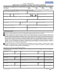 Form S.P.015 &quot;Application for Multiple Handgun Purchase Exemption&quot; - New Jersey