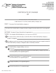 Form DOS-1359-F Certificate of Change - New York